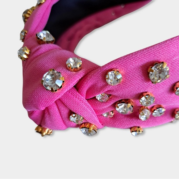 ???HOT PINK CRYSTAL Knotted Embellished Headband main image 7